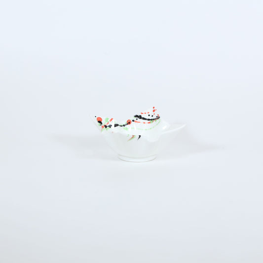 小鉢三色しぶき ホワイト 13cm