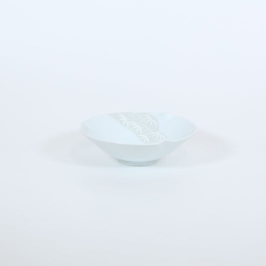 天草三方押鉢銀彩笹 ホワイト 19cm