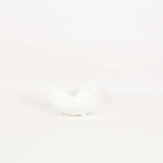 小鉢二枚重ねプラチナ点 ホワイト 13cm