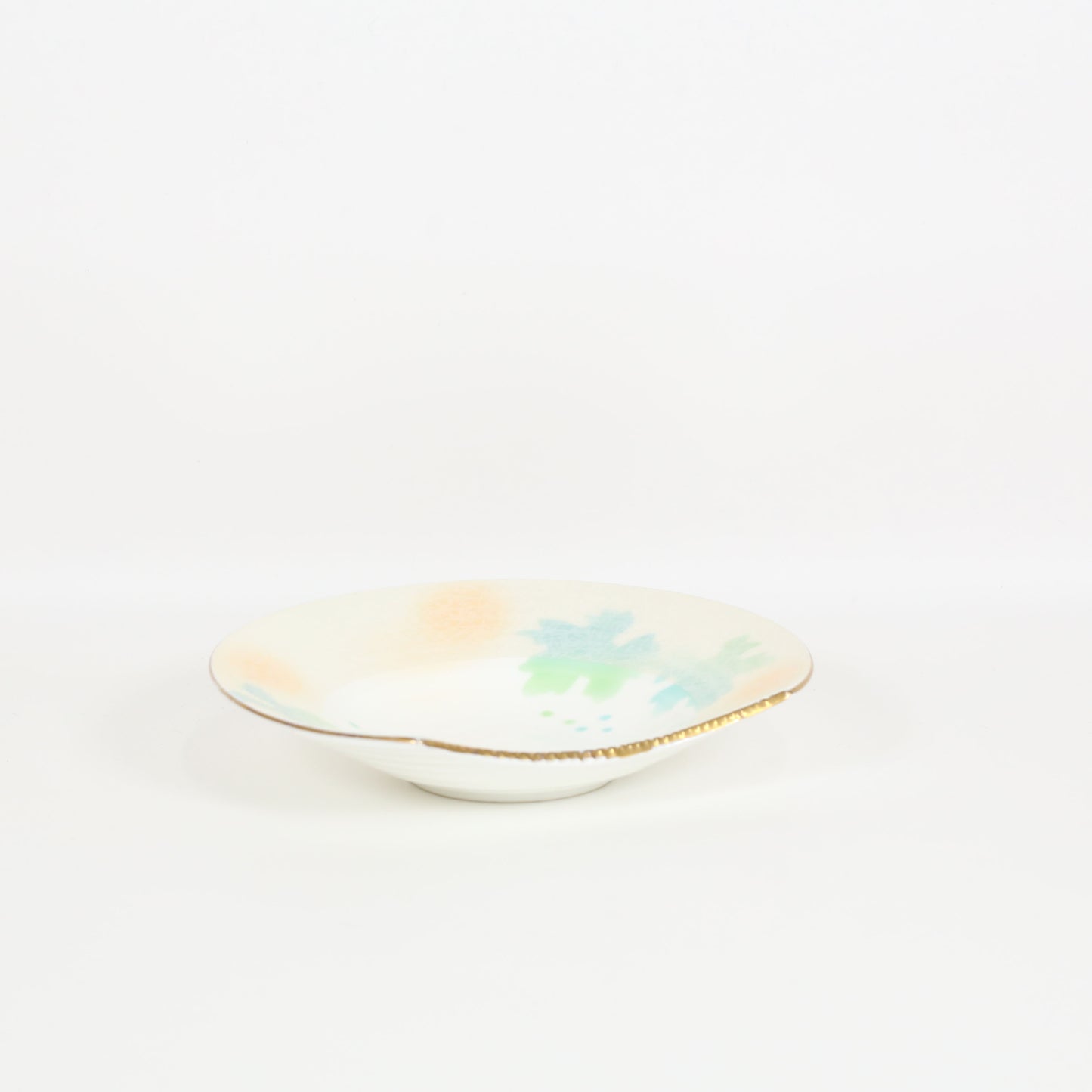前切皿三色蔦吹銀彩芦絵 19cm