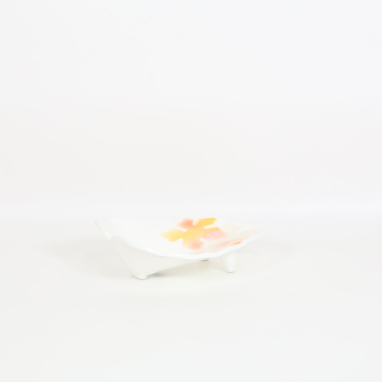 葉型足付小丼蔦吹銀彩 オレンジ 16cm