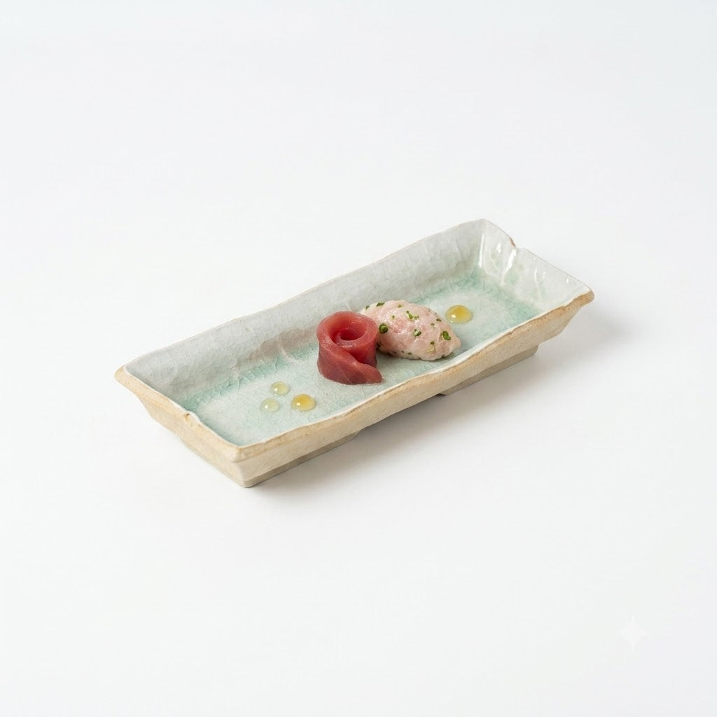二方切長角付出雪模様 グリーン 20cm