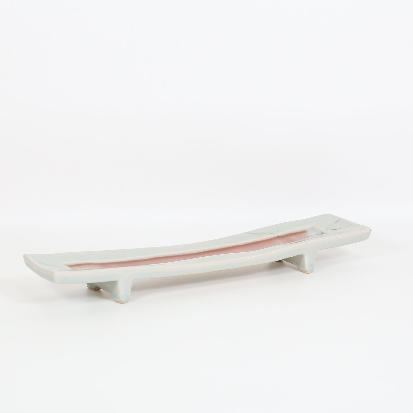 角彫尺付出緑釉辰砂流 グリーン 34cm