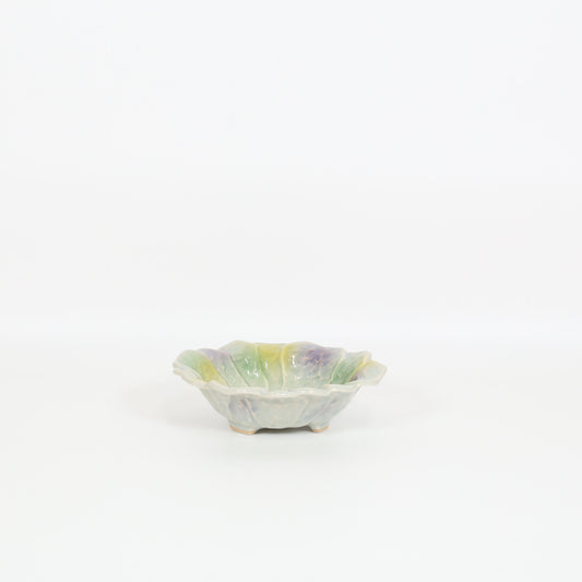 小向花型三彩 グリーン 14cm