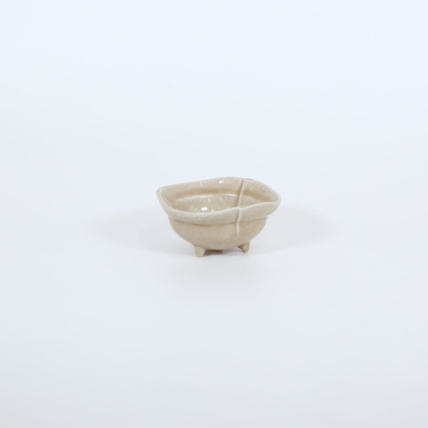 三足小鉢布目米釉 オレンジ 12cm