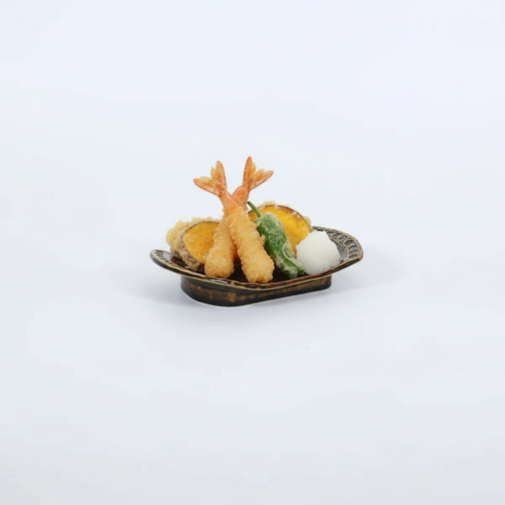分銅型焼物皿飴釉三島 ブラウン 19cm