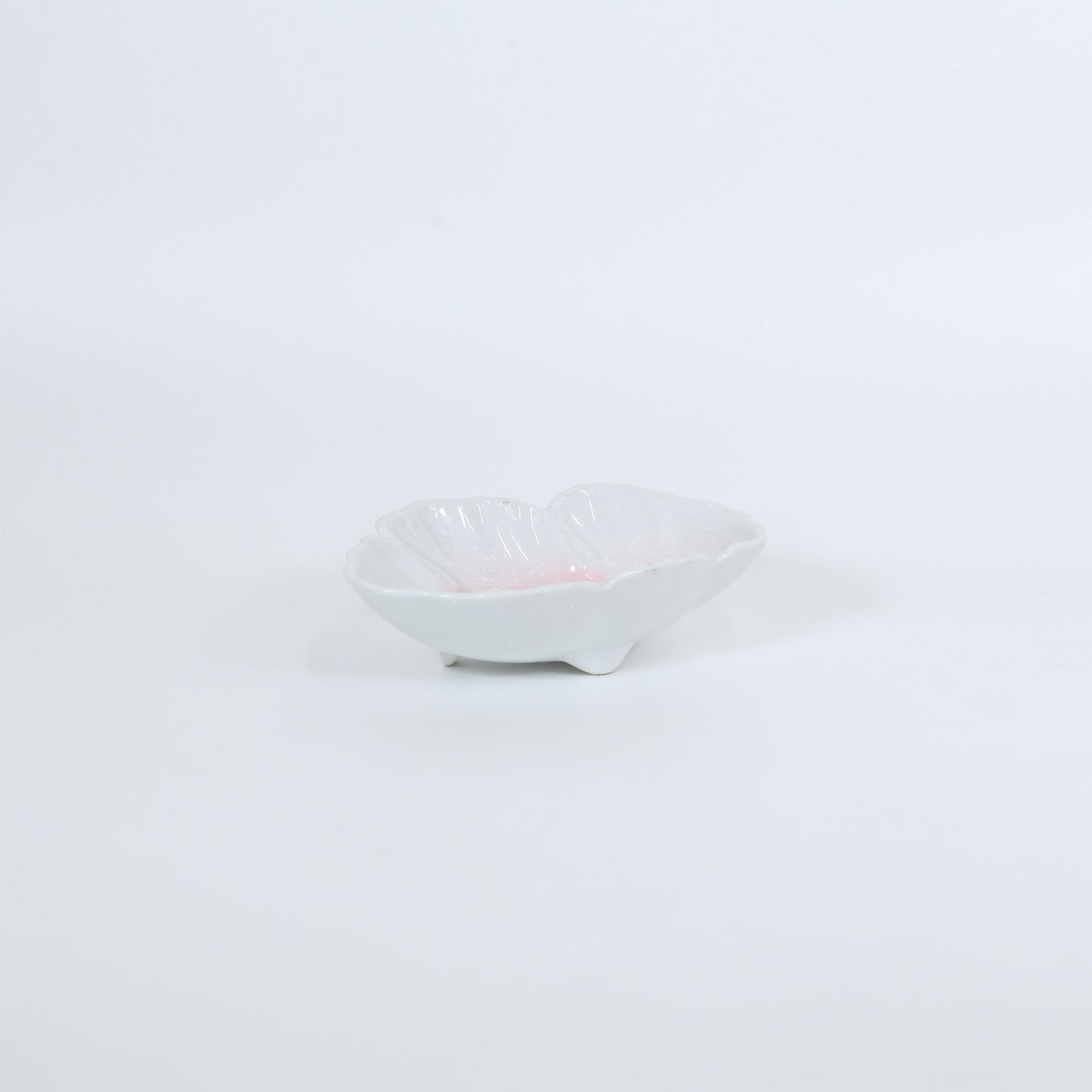 葉型向付ピンク吹 ホワイト 19cm
