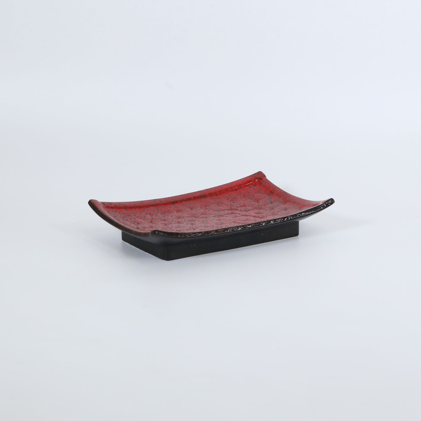 長角焼物皿赤吹 レッド 22cm