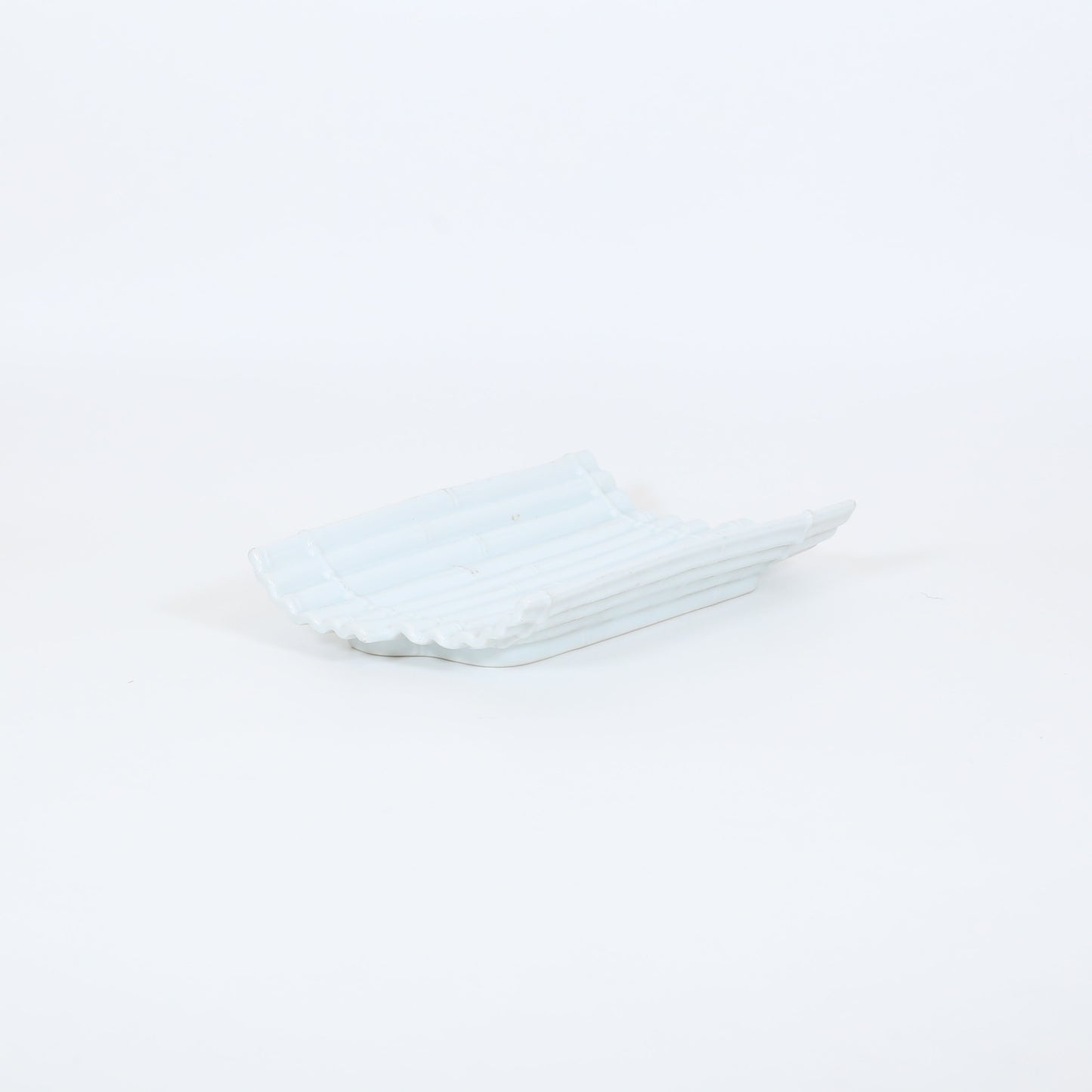 竹型焼皿白磁 ホワイト 14cm