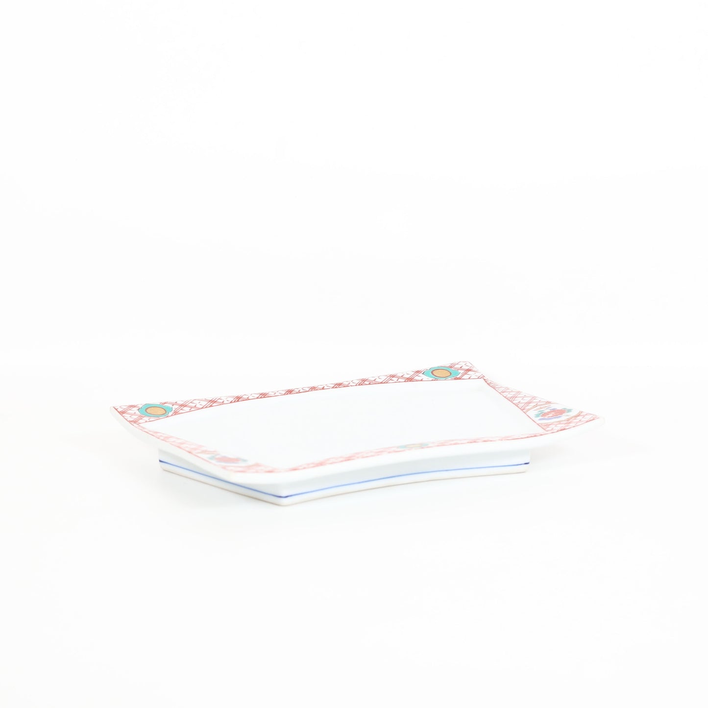 扇型焼皿赤地紋菊内 ホワイト 21cm