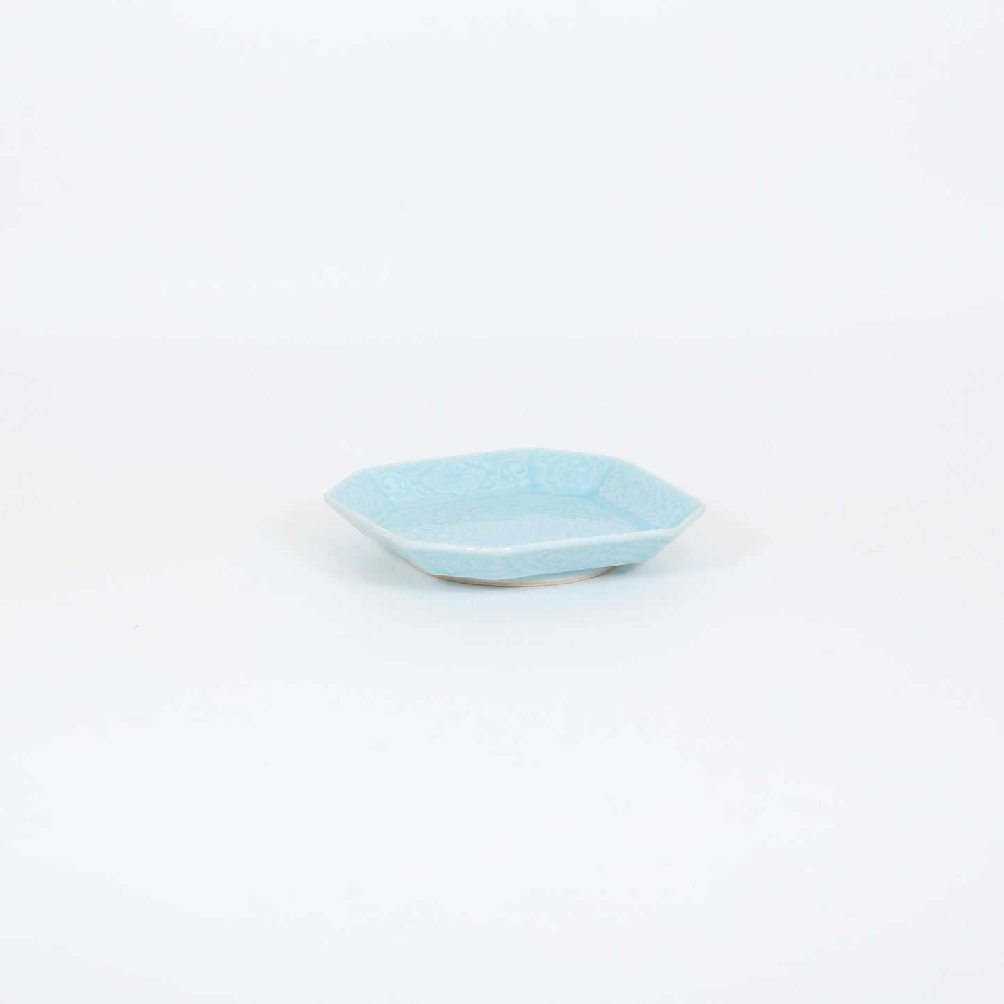 青磁青海波彫 ブルー 15cm