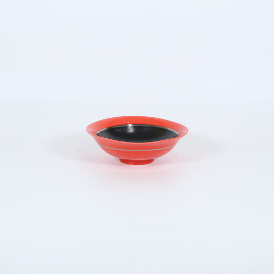 多用鉢赤釉掛分黒銀線 レッド 16cm
