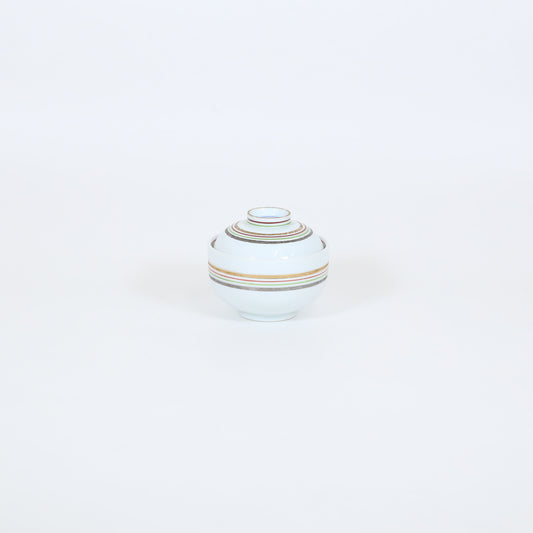小蓋物銀彩ライン ホワイト 10cm