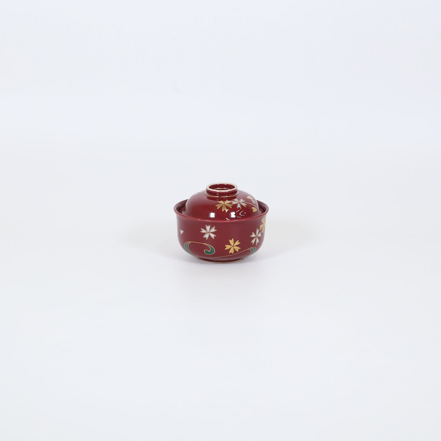 蓋物マロン春秋朱 レッド 10cm
