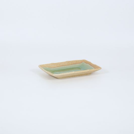 古代長角皿ヒワ釉 ベージュ 19cm