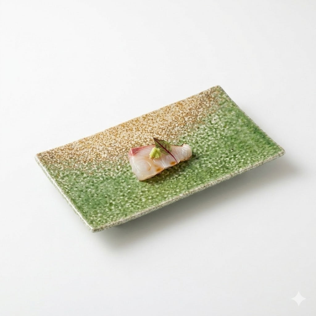 焼皿草彫 グリーン 24cm