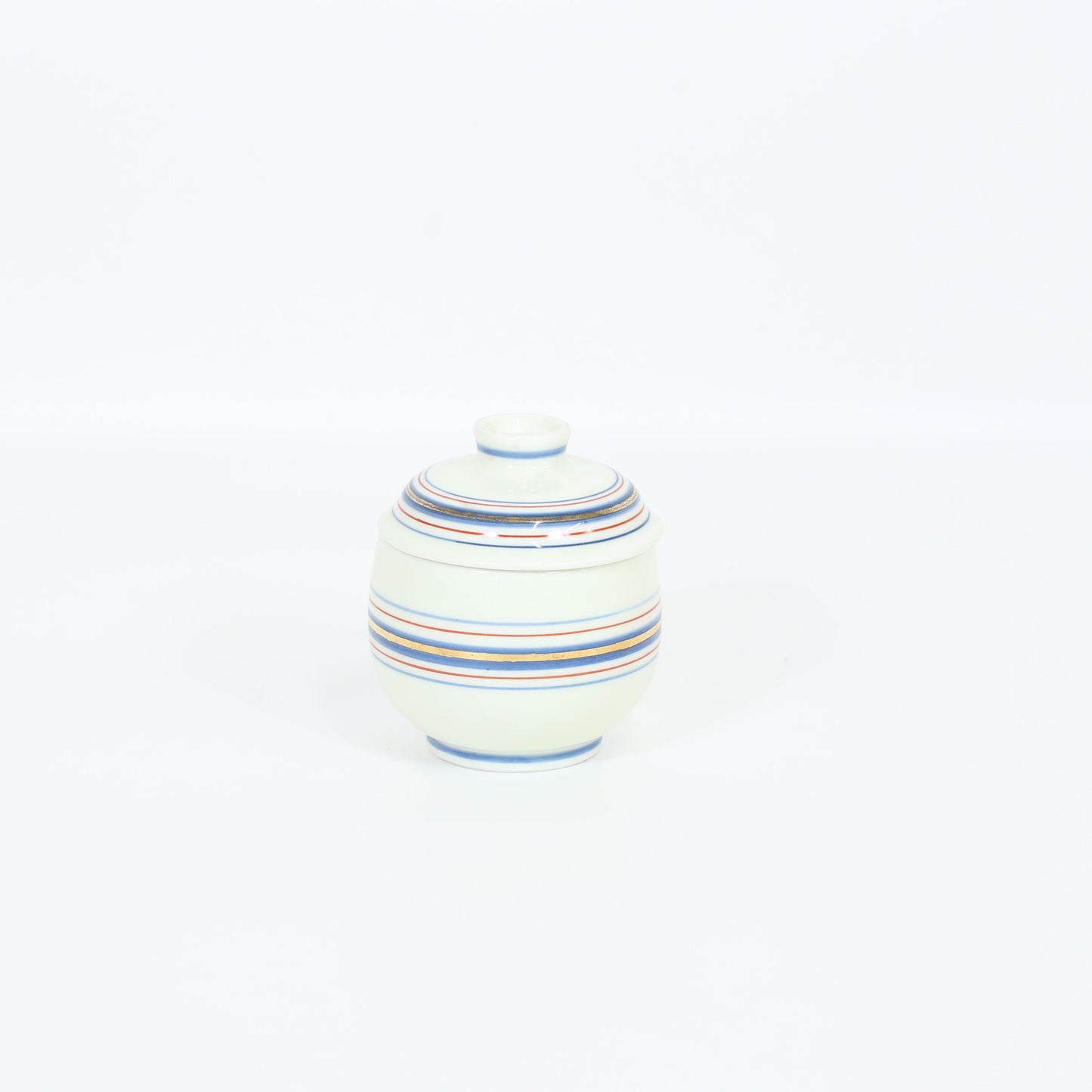 蒸椀三色ライン ホワイト 8cm