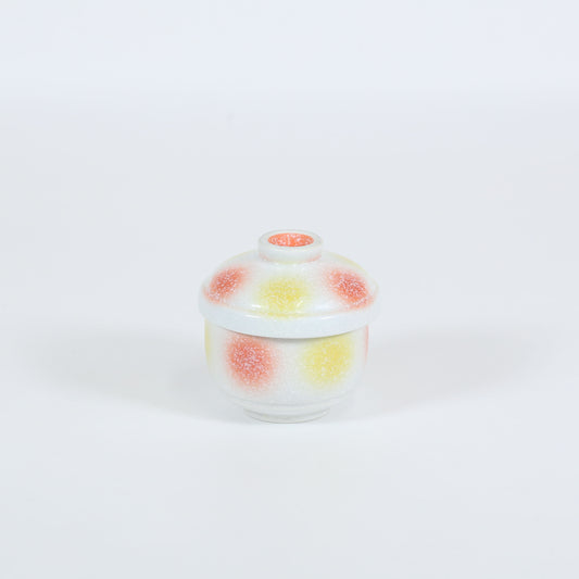 蒸椀赤黄タタキ段付 ホワイト 9cm