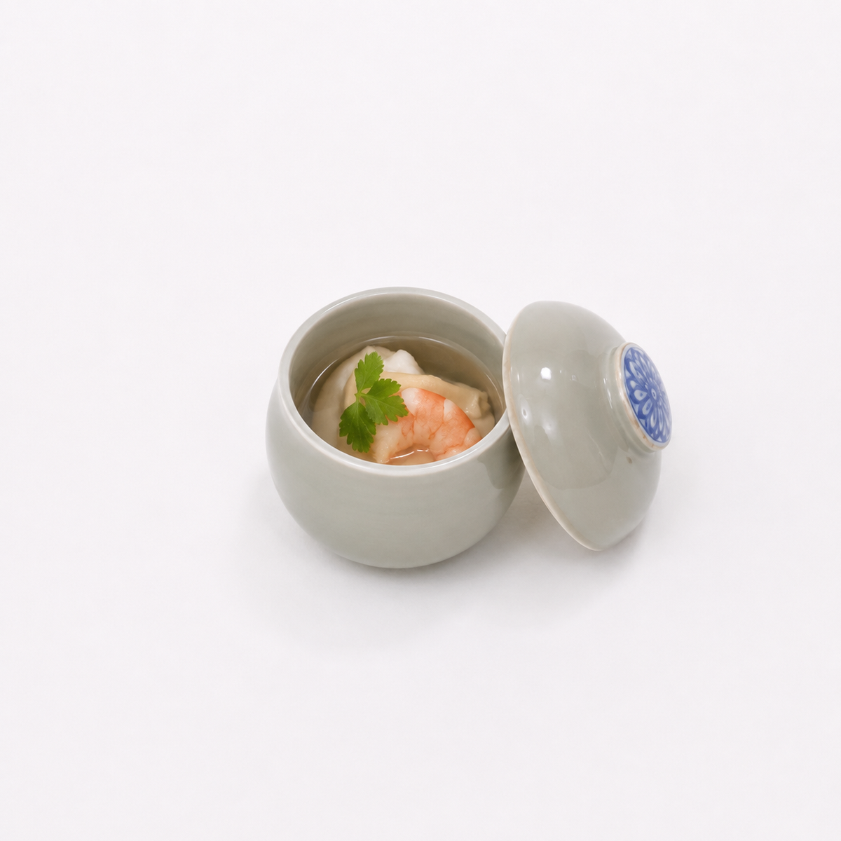 蒸碗花紋ダルマ グレー 8cm