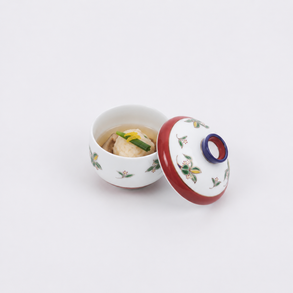 蒸碗夏目型朱巻木の実 ホワイト 8cm