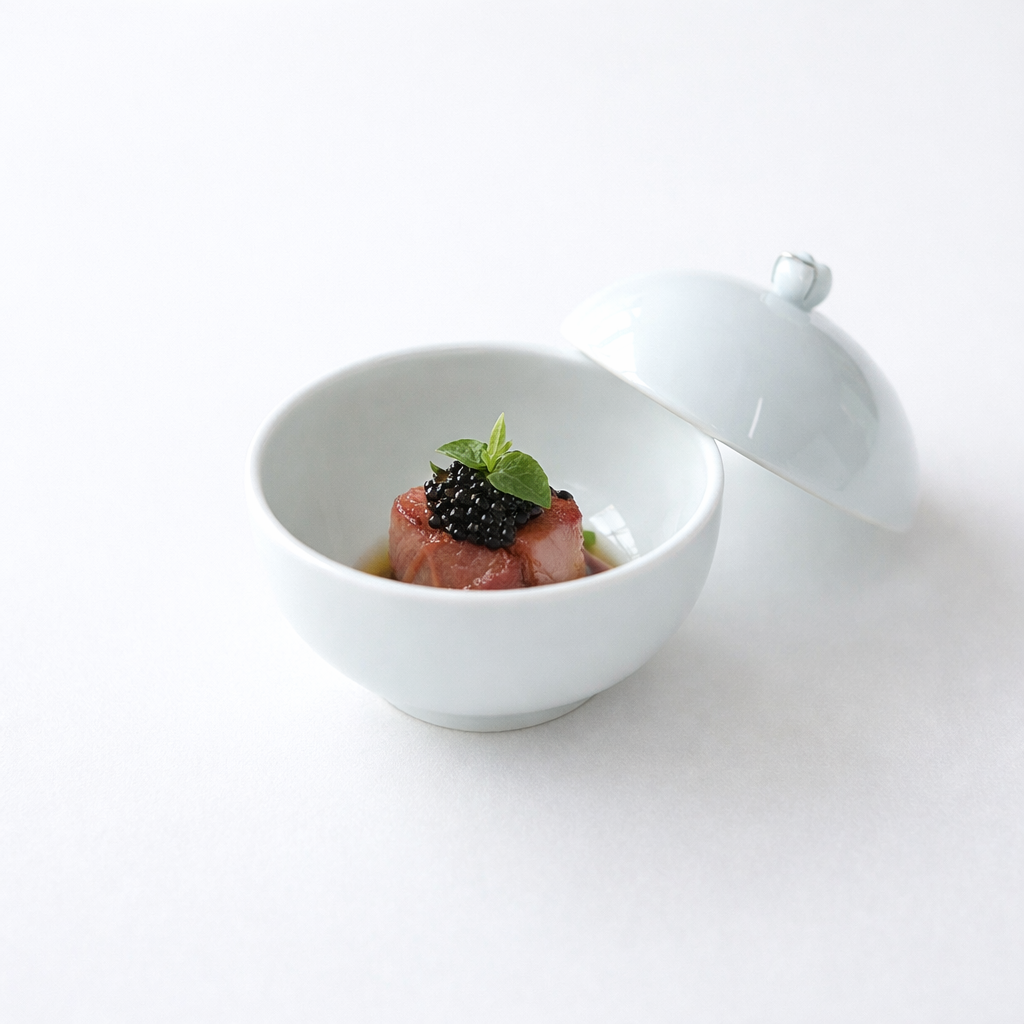 蒸椀一輪花楕円 ホワイト 10cm