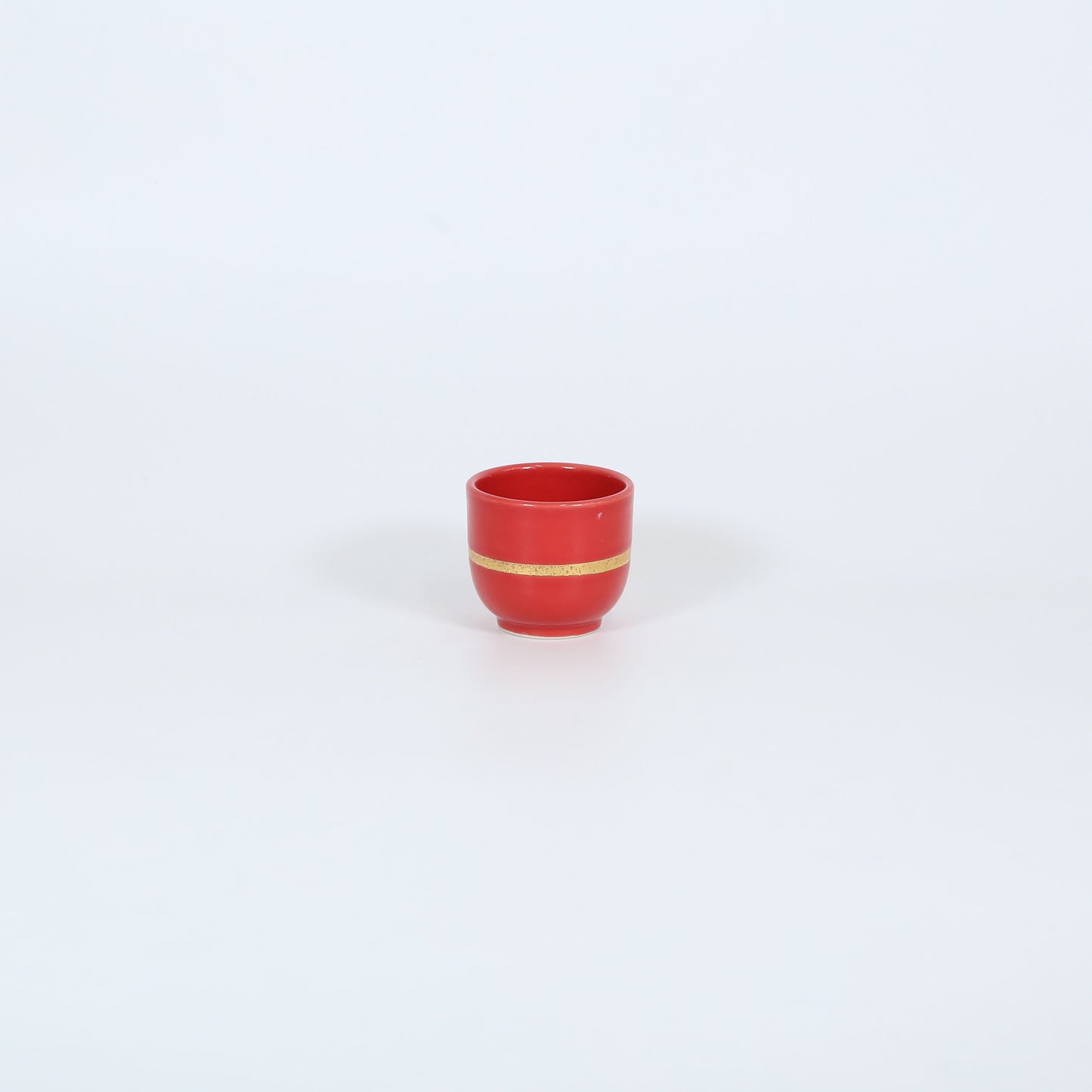 小鉢赤釉金ライン レッド 7cm