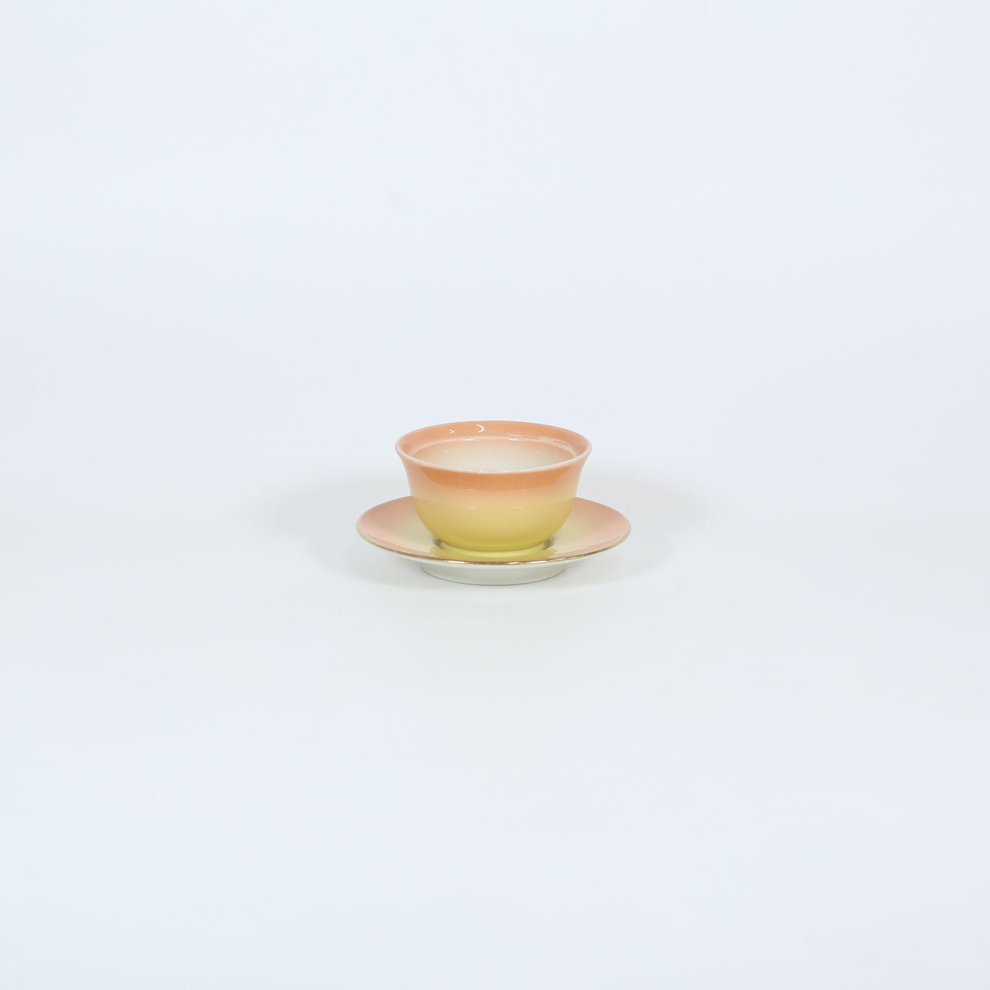 湯呑黄ピンク吹渕金 オレンジ 12cm