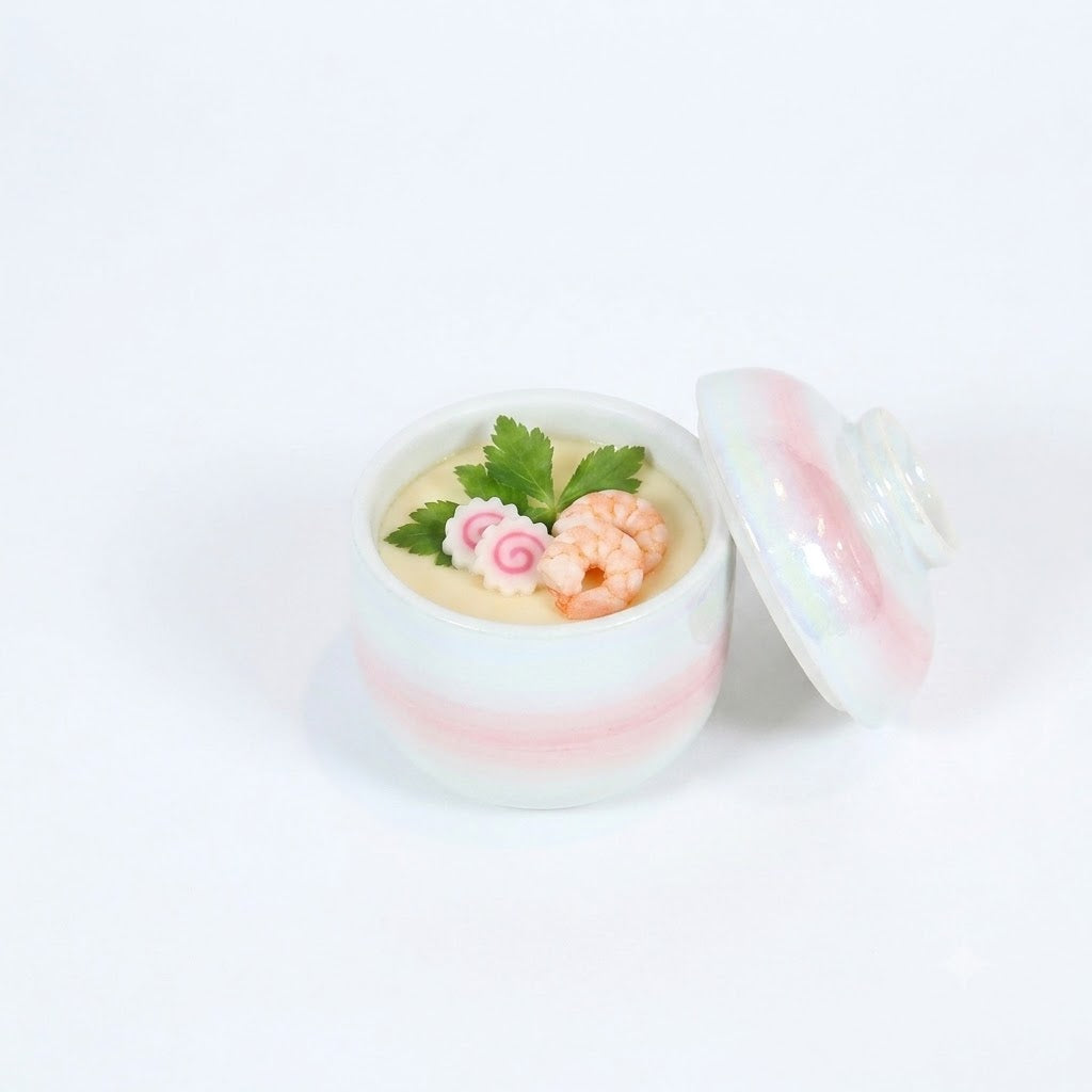 蒸碗夏目型ピンクラスター ホワイト 7cm