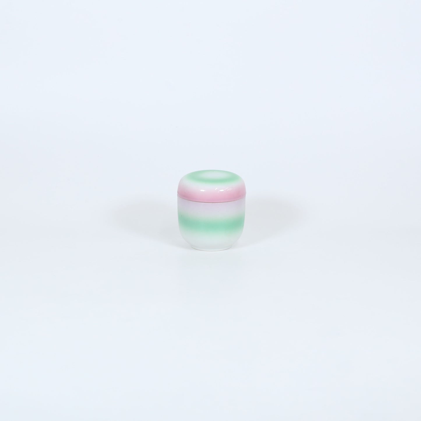 蒸椀夏目型ピンク吹 グリーン 8cm