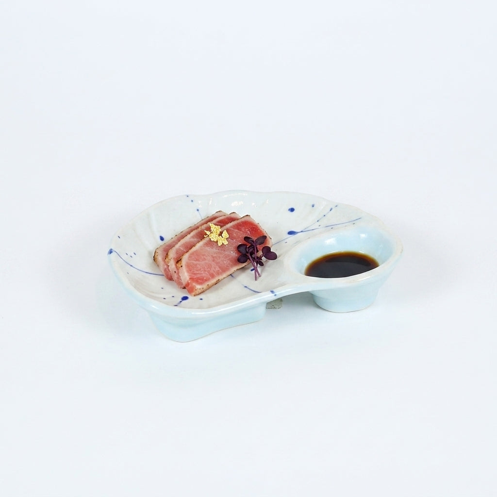 千代口付刺身皿銀杏 ホワイト 17cm