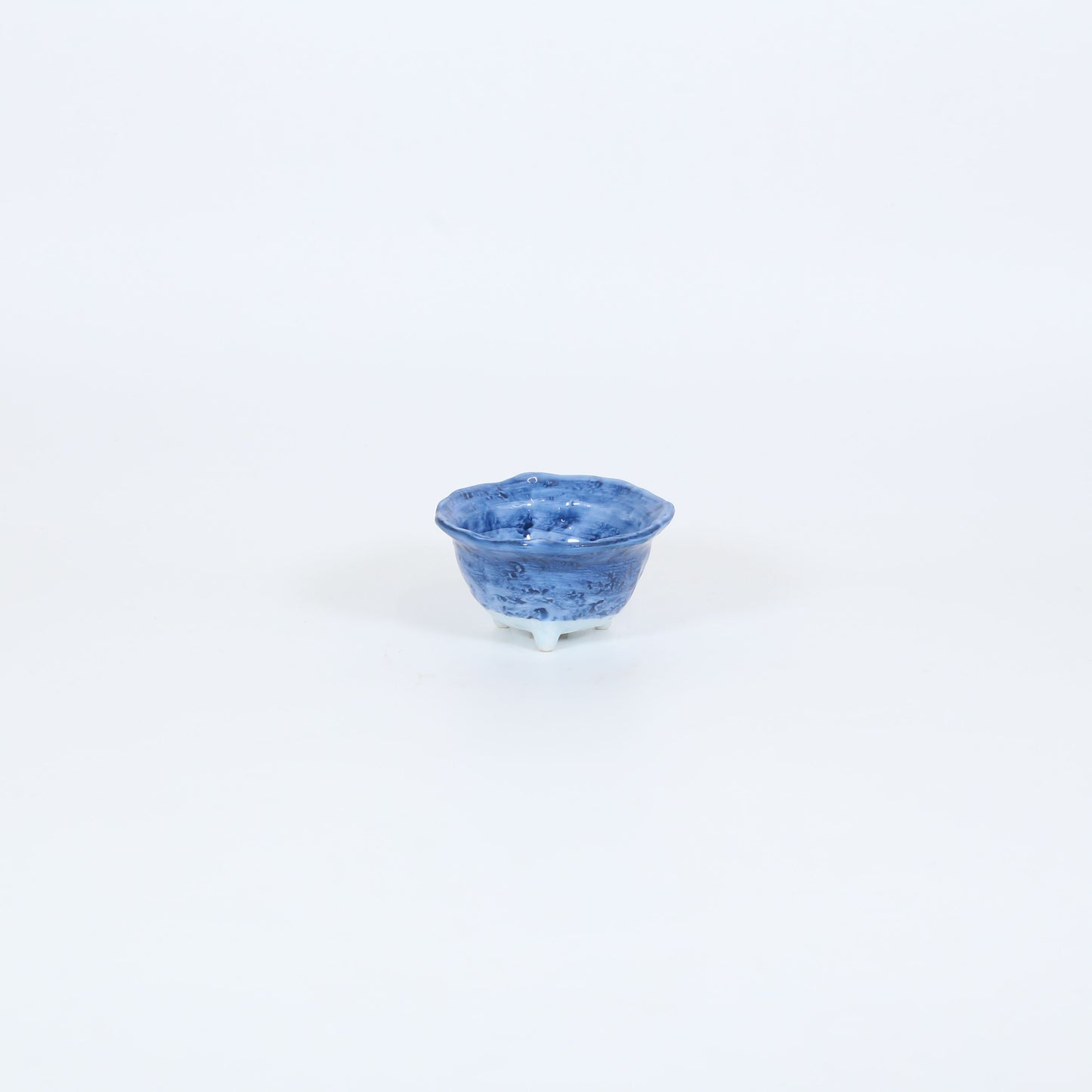 三足小鉢瑠璃刷毛 ブルー 10cm