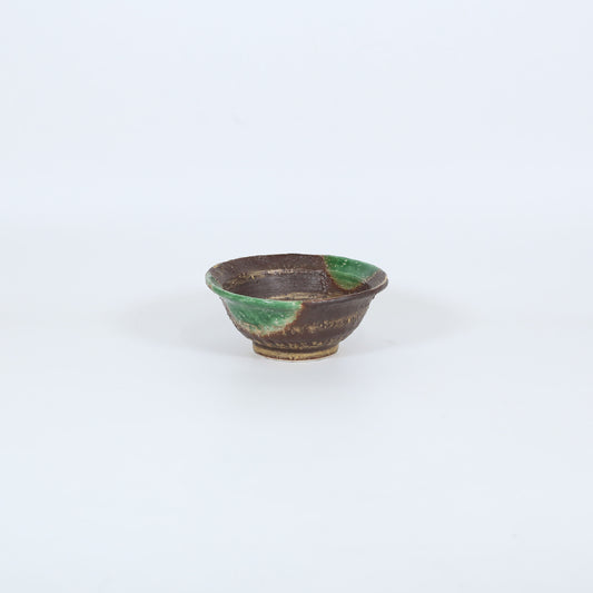 小丼焼〆金彩グリーン釉 ブラウン 14cm