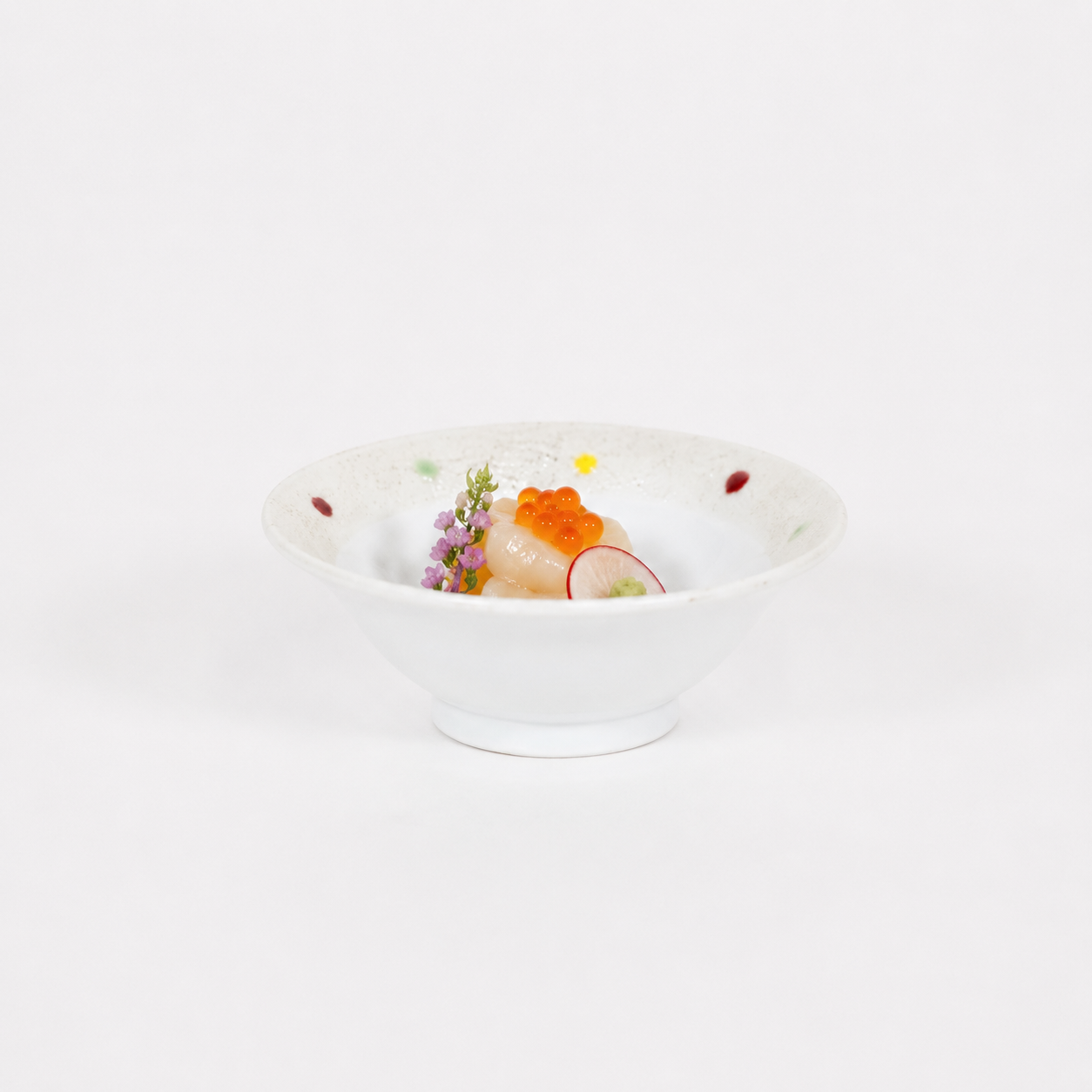 小鉢三色水玉ラスター ホワイト 12cm