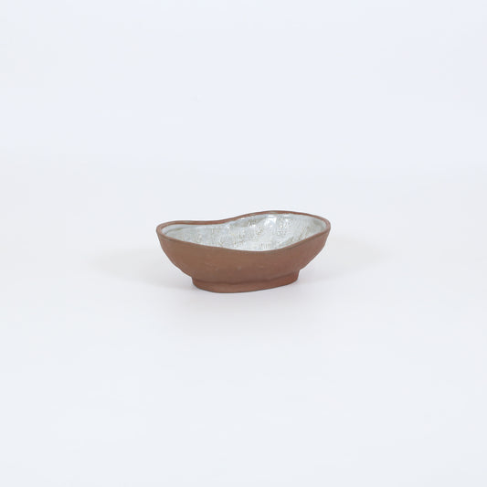 多用鉢黒粉引楕円 グレー 16cm