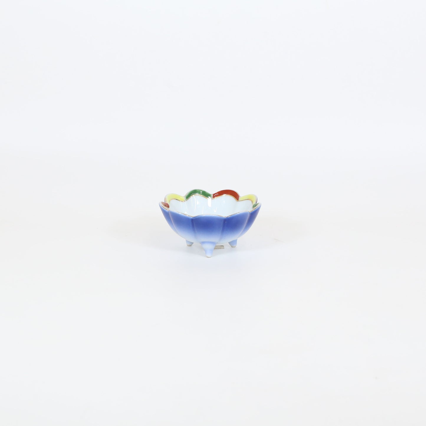 三足小鉢染錦三色 ホワイト 10cm