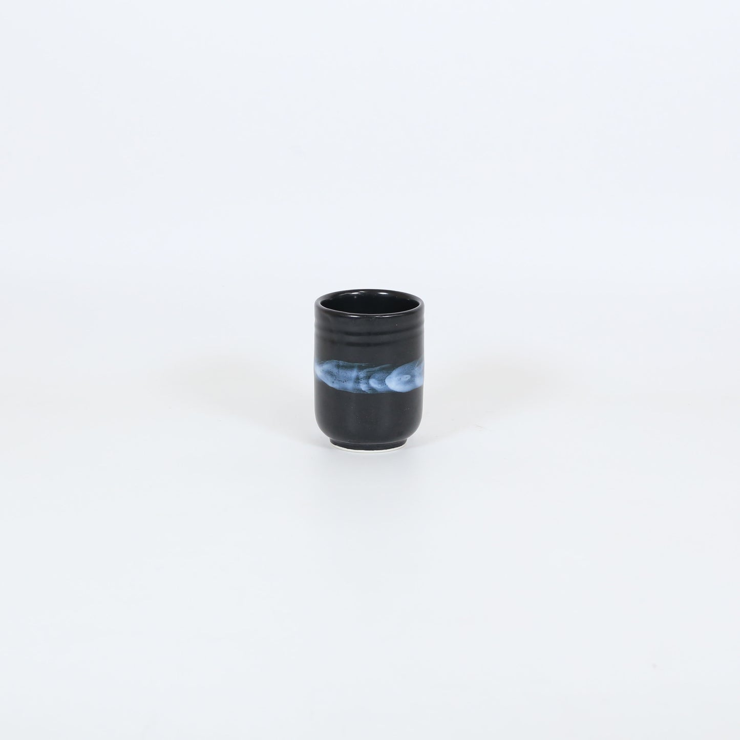湯呑黒一方巻 ブラック 7cm