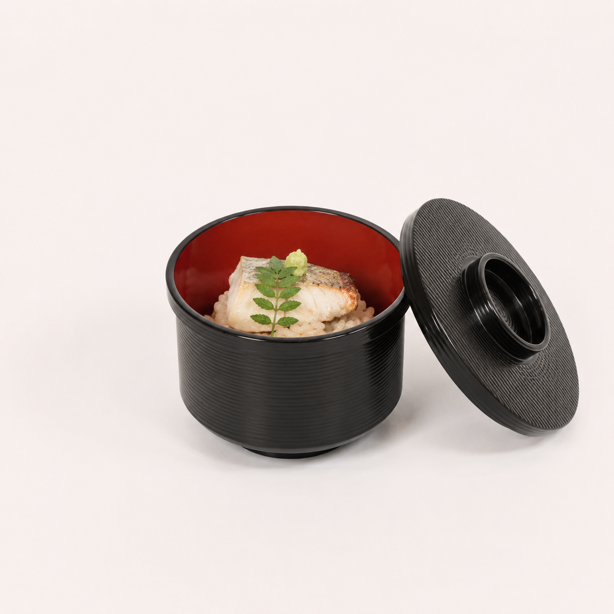 飯器千筋黒内朱 ブラック 11cm