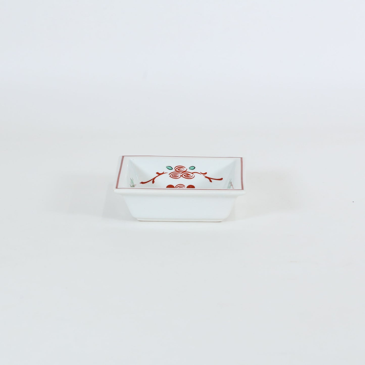 松花堂パーツ赤絵角鉢 ホワイト 11cm