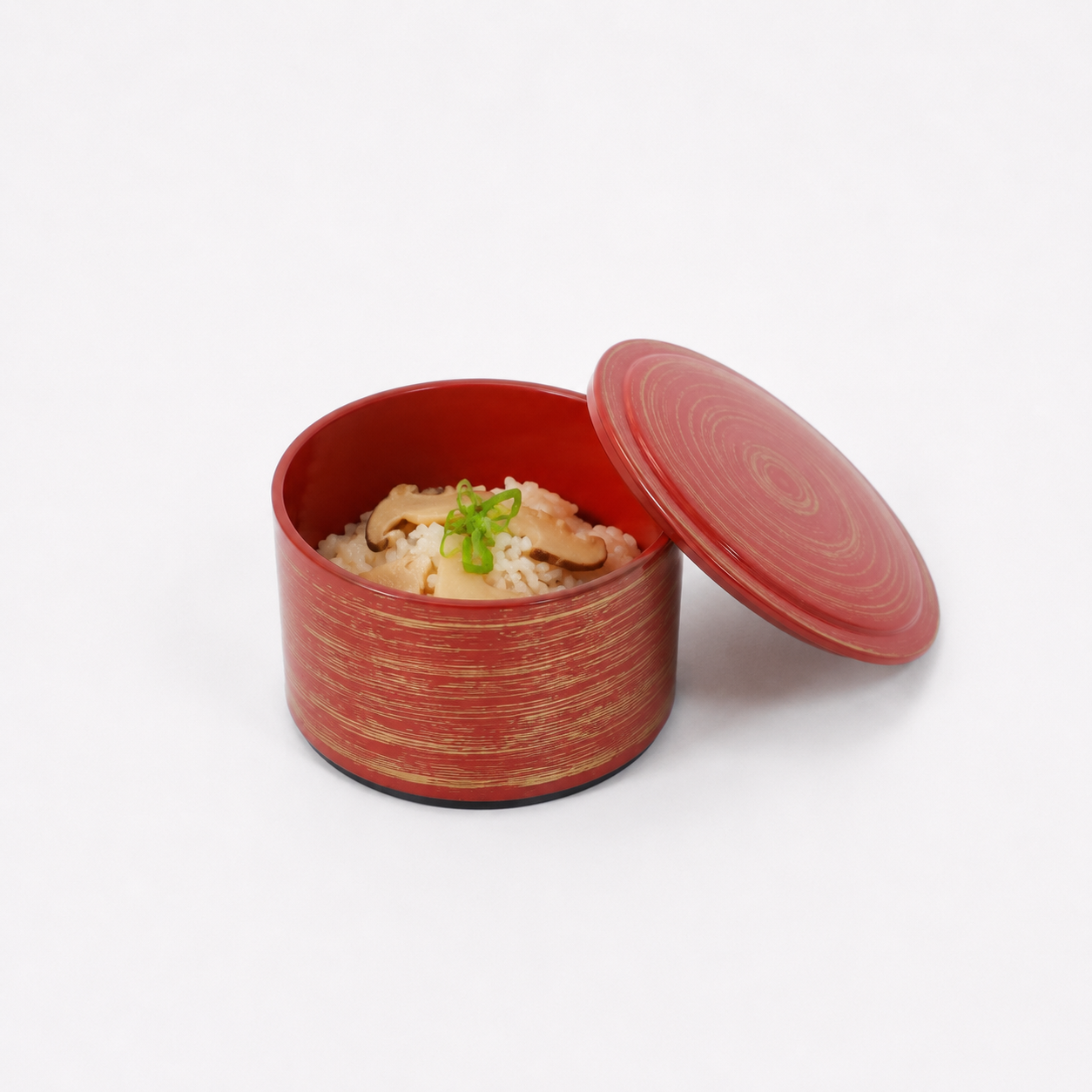 飯器平蓋筒朱かすり内朱 レッド 11cm