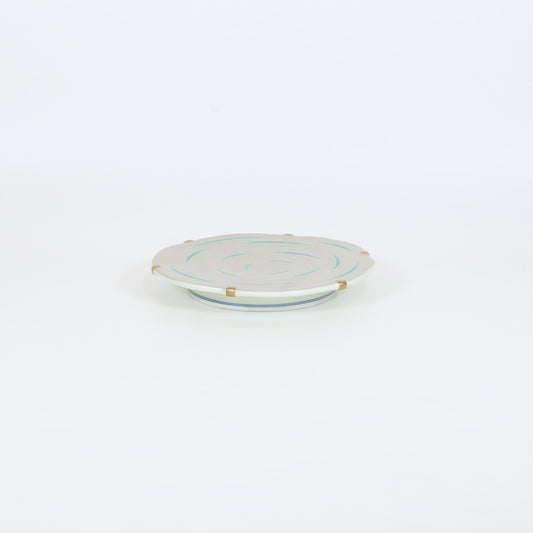 多用皿錦銀彩水紋 ホワイト 19cm