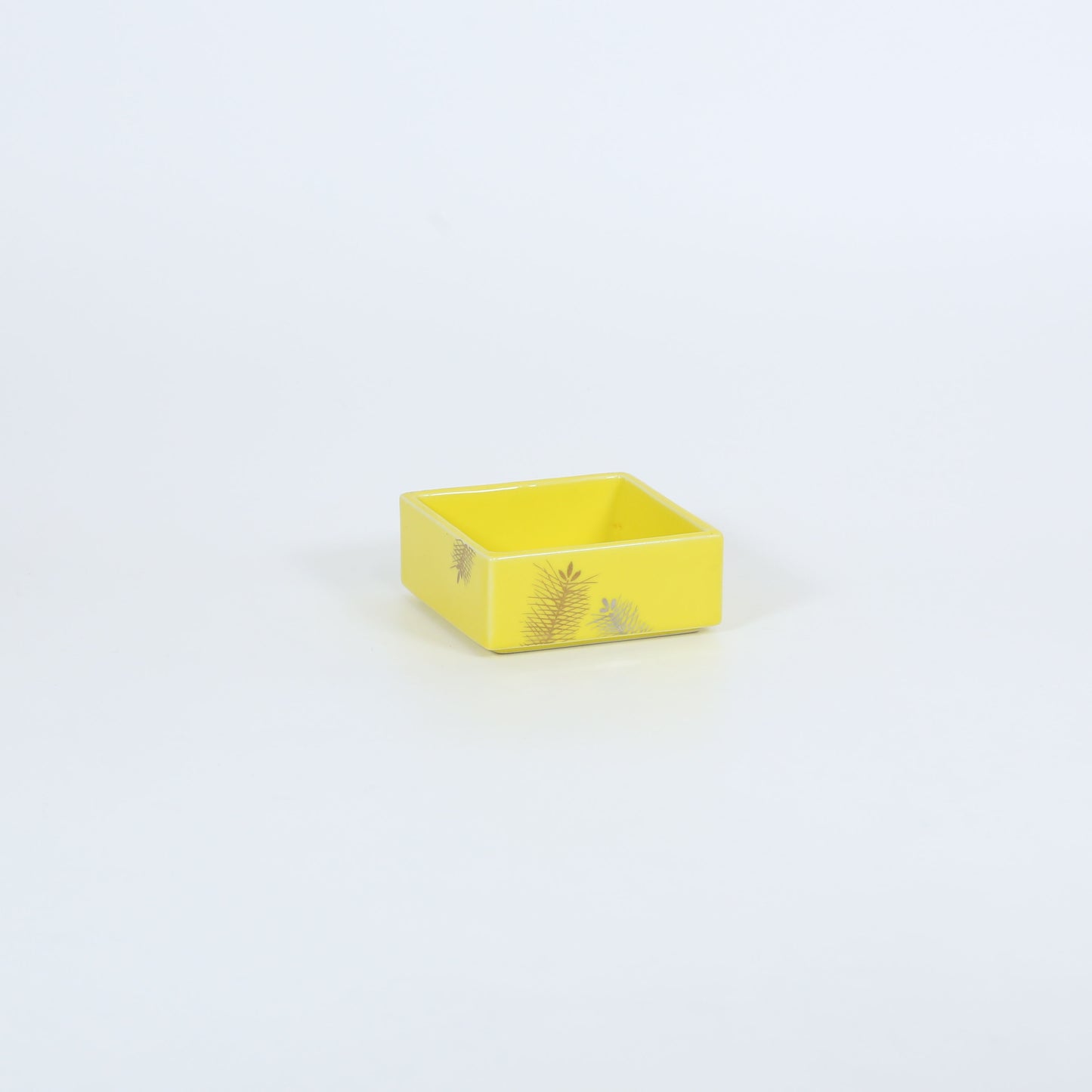 小鉢黄釉正角松葉 イエロー 10cm