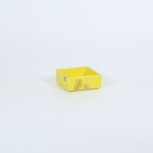 小鉢黄釉正角松葉 イエロー 10cm