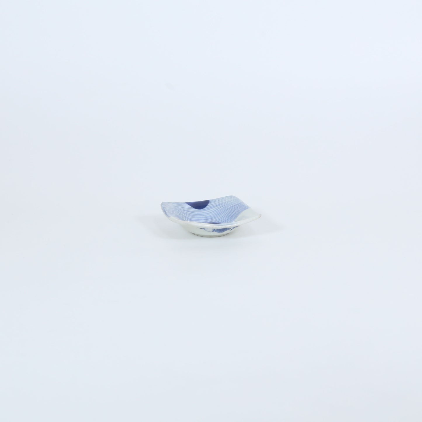 平皿藍丸紋角 ホワイト 9cm