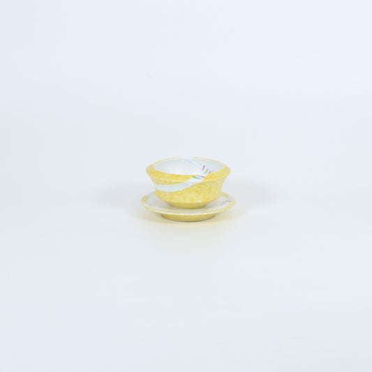 小鉢黄釉白帯内パール イエロー 10cm