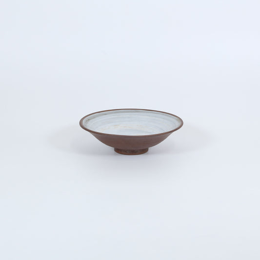 丸平皿黒粉引 グレー 17cm