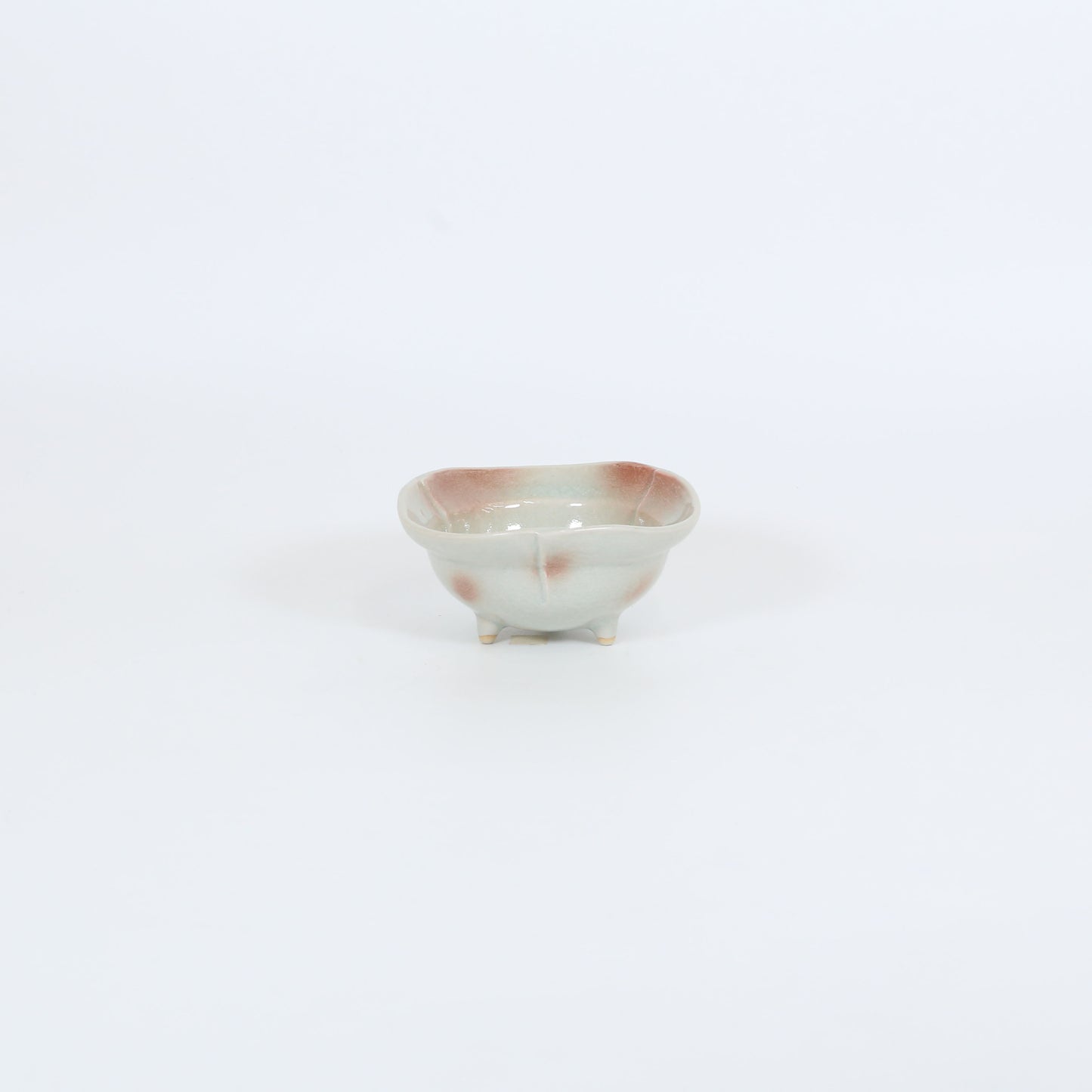 三足小鉢布目朱ボカシ ベージュ 12cm