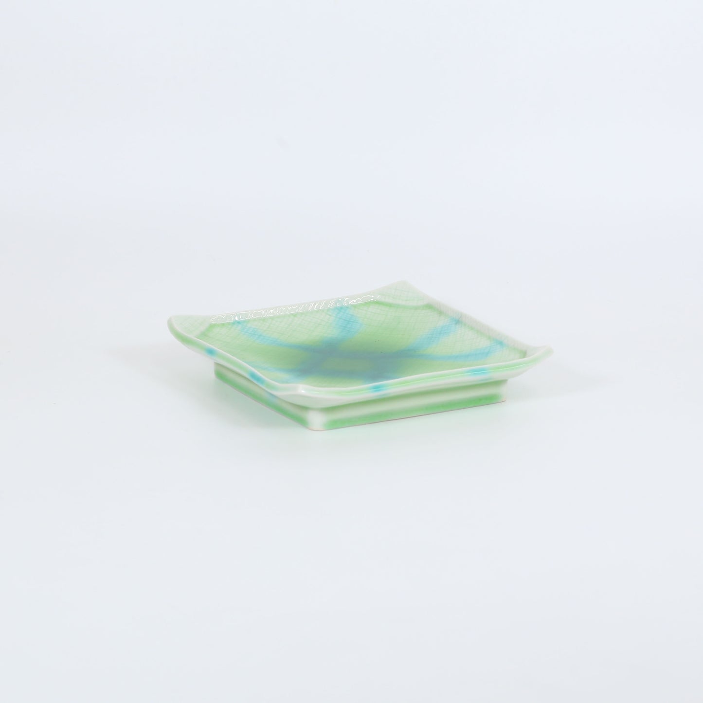 多用皿青ヒワ二色散し グリーン 18cm