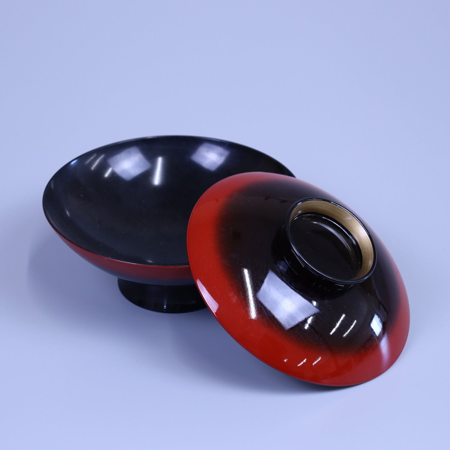 小槌煮物椀朱ボカシ金 ブラック 15cm