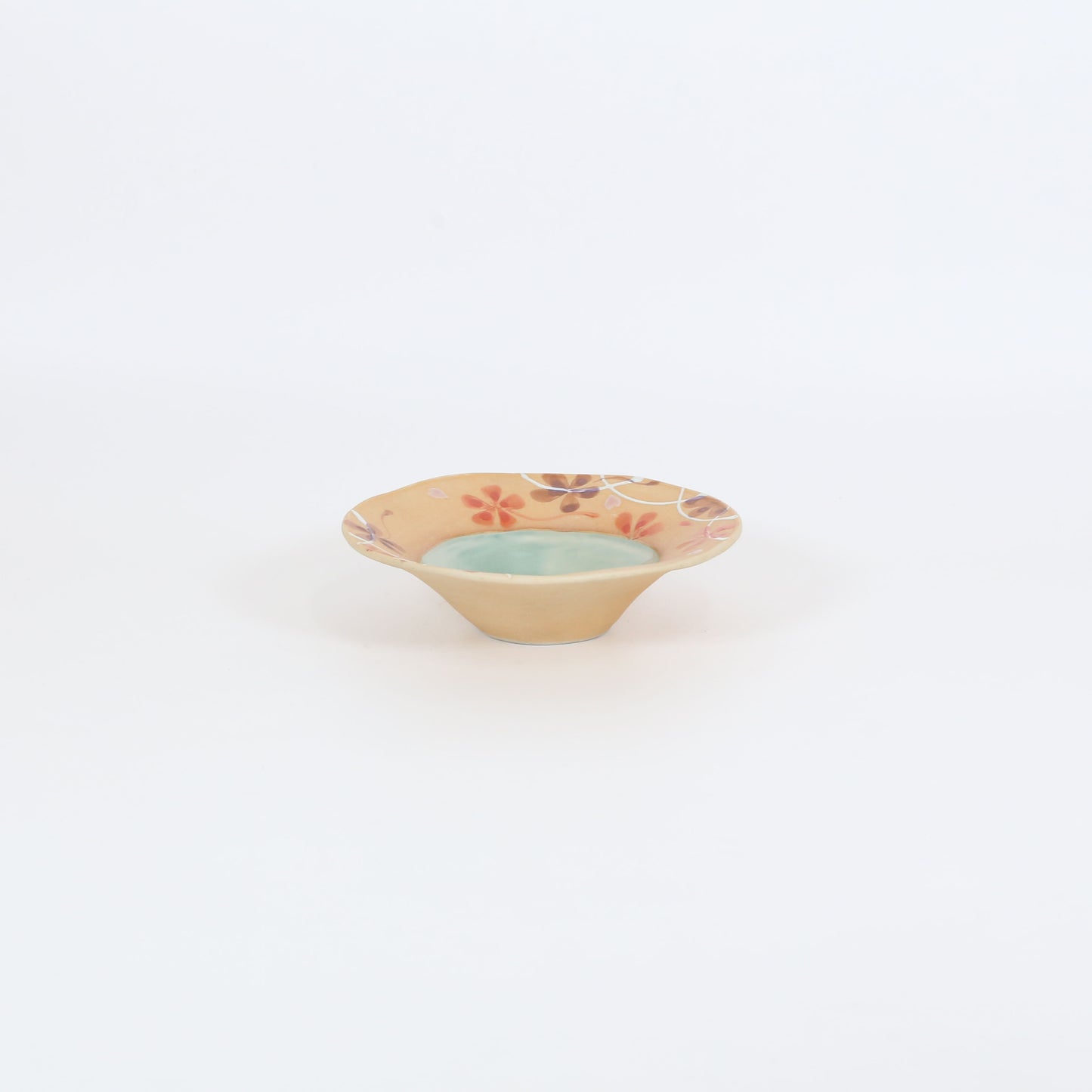 小鉢渕反花籠内ヒワ青磁 オレンジ 16.5cm