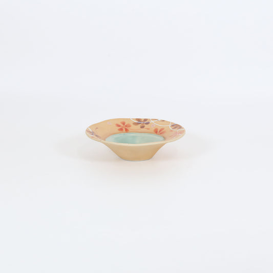小鉢渕反花籠内ヒワ青磁 オレンジ 16.5cm